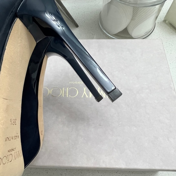 Jimmy Choo Rudy Suede Patent Navy Pumps 100mm - Picture 9 of 13